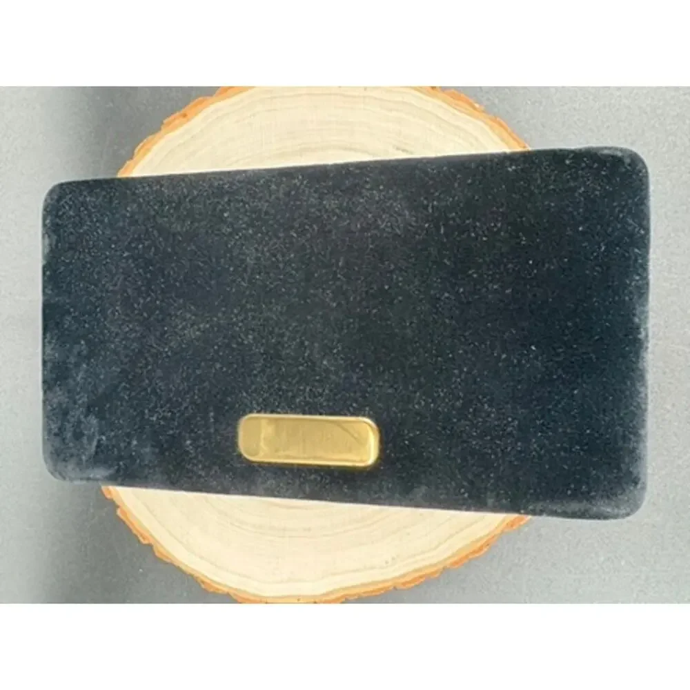 Vintage Black Velvet Jewelry Box w/ Pouches Gold Trim Travel Organizer